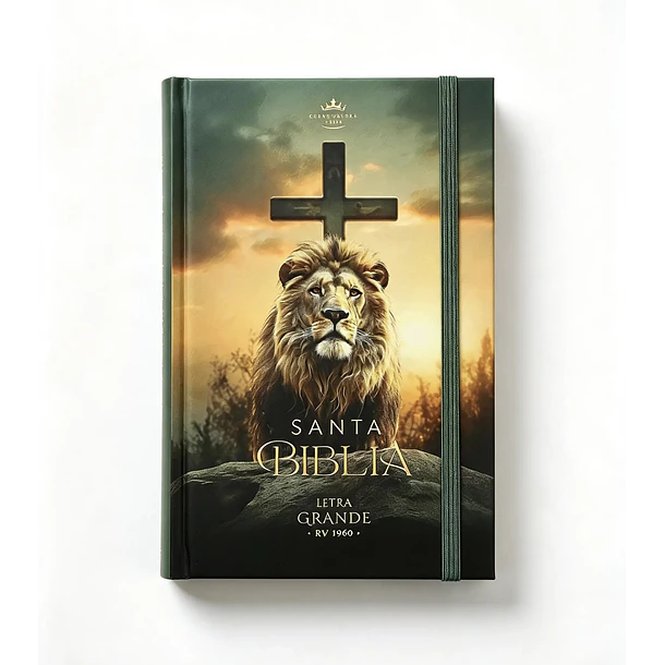 Biblia Tamaño Manual Letra Grande RVR60 Con Elástico León Victoria 1