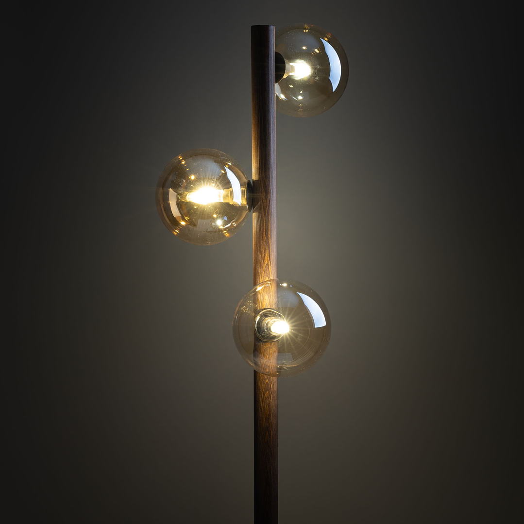 ESTERA WOOD WALNUT AMBER FLOOR LAMP 2