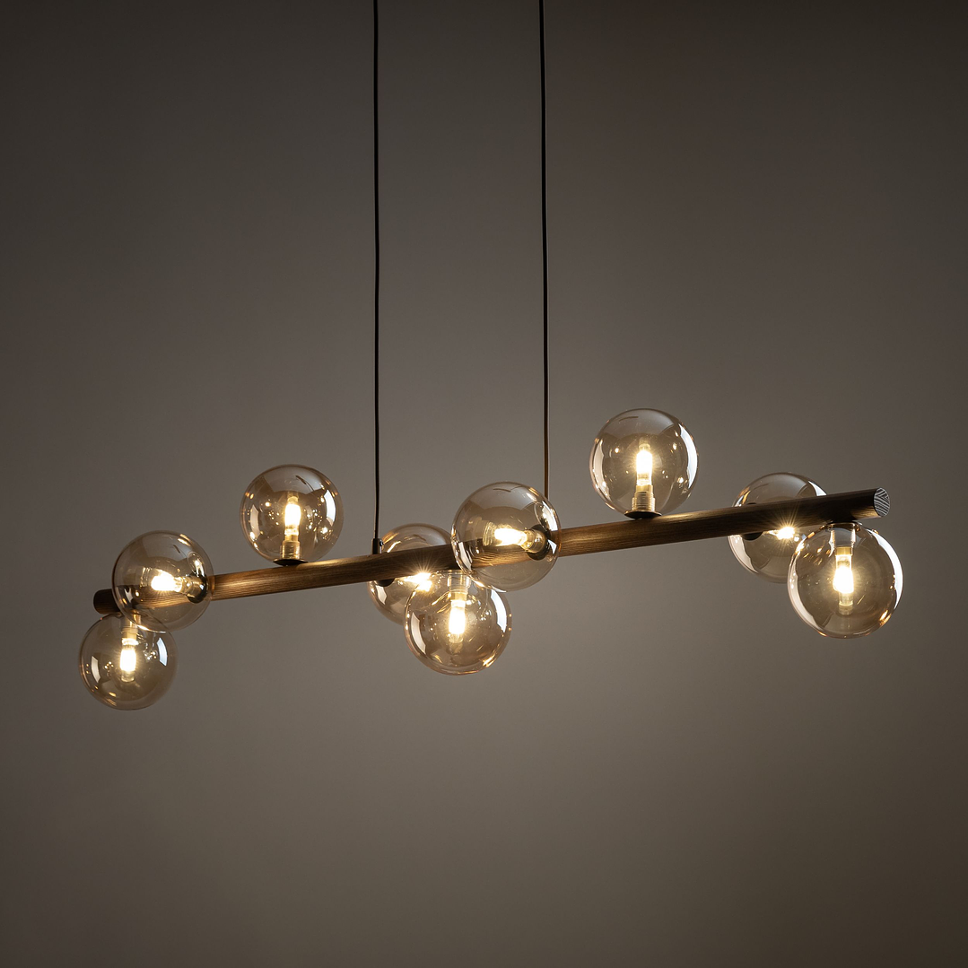 ESTERA WOOD WALNUT AMBER HANGING LAMP 2