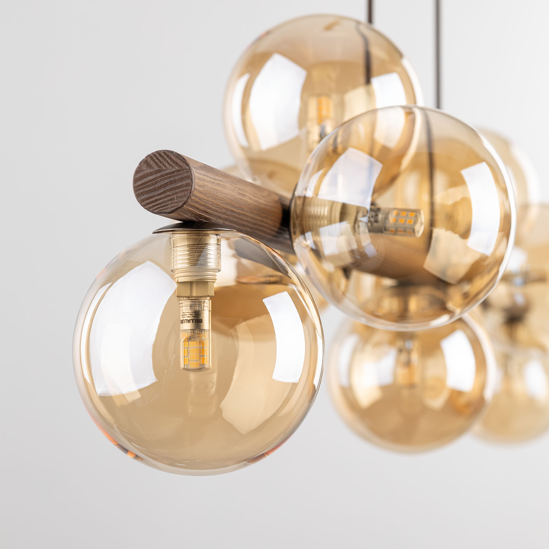 ESTERA WOOD WALNUT AMBER HANGING LAMP 4