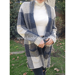 Tapado Lana - Cardigan Cuadros