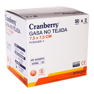 Gasa Estéril No Tejida Tamaño 7,5x7,5cm 1 Caja De 50 Sobres Cranberry