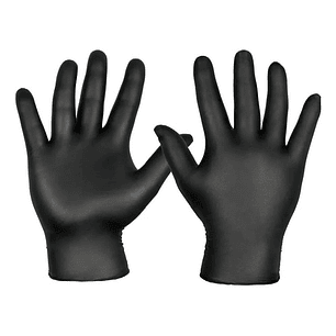 Guantes Nitrilo Negro Libre De Polvo Latex Natural Caja X100