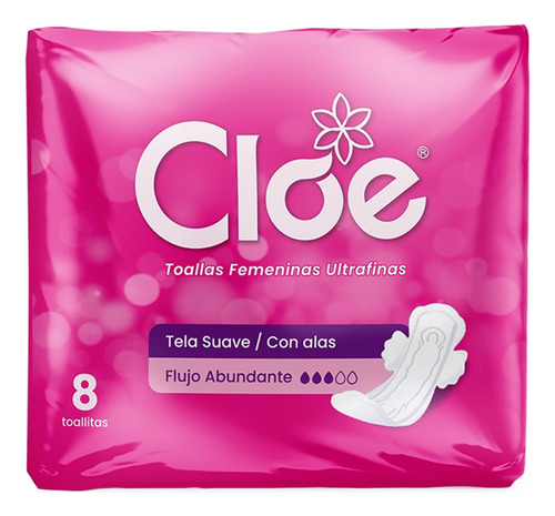 Cloe Toallas Higiénicas Ultrafinas Con Alas Flujo Abund X8 Unidades