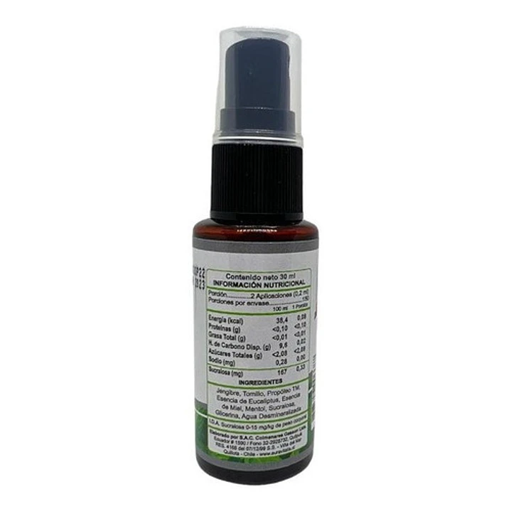 Jengibre Y Tomillo Spray Alivia Tos Y Resfrio 30ml 2