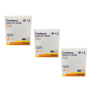 Gasa Esteril No Tejida Cranberry 5x5 Caja x50 Pack x3