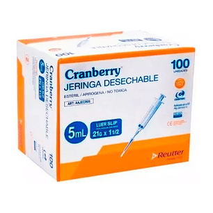 Jeringa De Desechable Médico Descartable 5 Ml Cranberry Jeringa Desechable Con Aguja En Pack De 100 X 1u