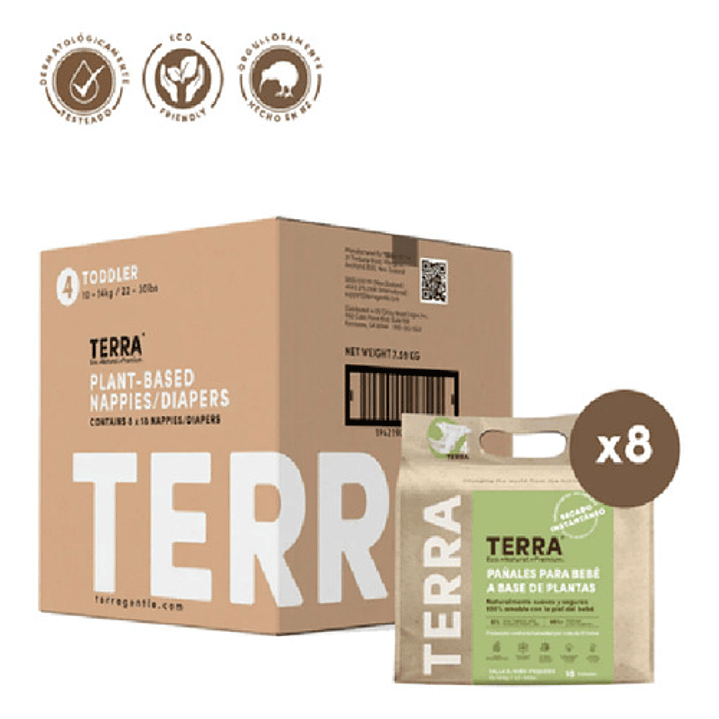 Pañales  Terra Velcro Biodegradables G X18 Unid Caja X8 1