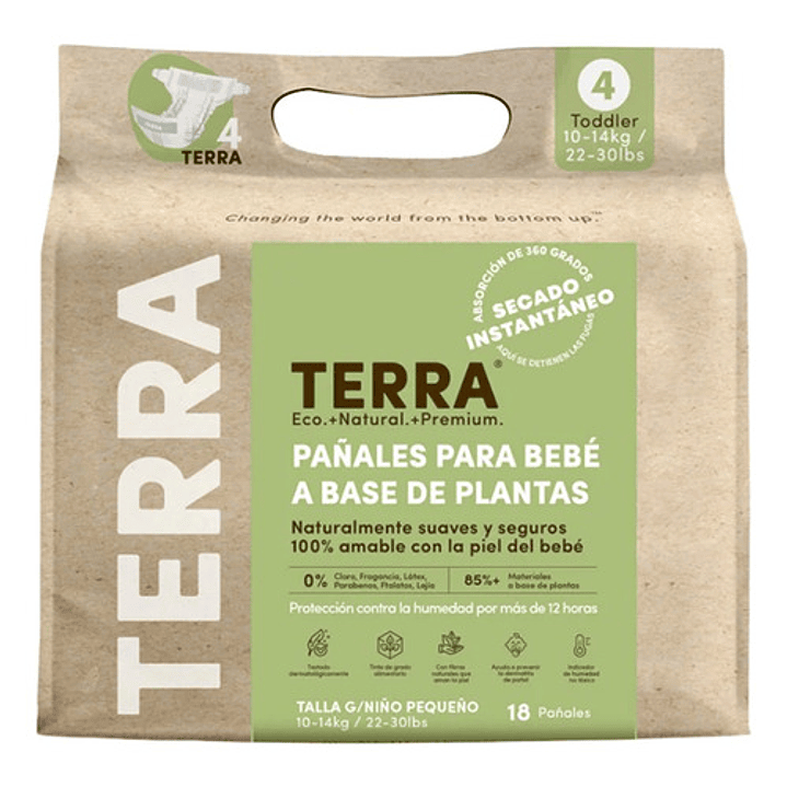 Pañales  Terra Velcro Biodegradables G X18 Unid Caja X8 2
