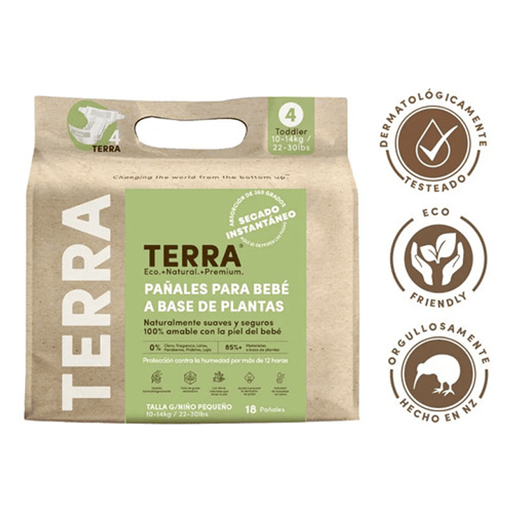 Pañales  Terra Velcro Biodegradables G X18 Unid Caja X8 3
