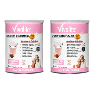 Vivalite Gold Fresa Banana Formula Completa 900g Pack X2