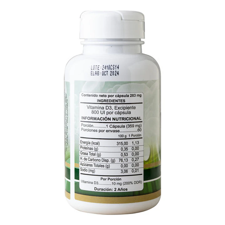 Vitamina D3 800 Fortalece Sistema Inmune X60 Capsulas 4