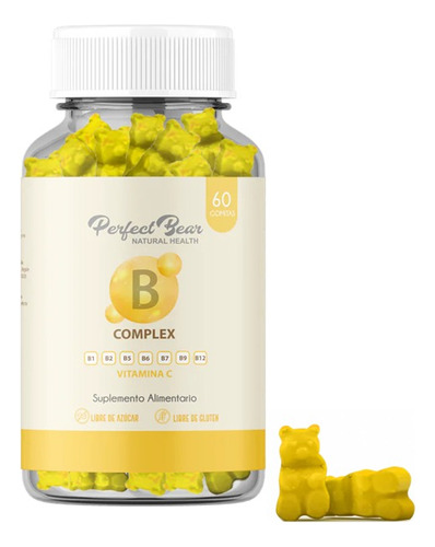 Perfect Bear  B Complex Vitamina C B1 B2 B5 B6 B7 B9 B12 X60 Gomitas