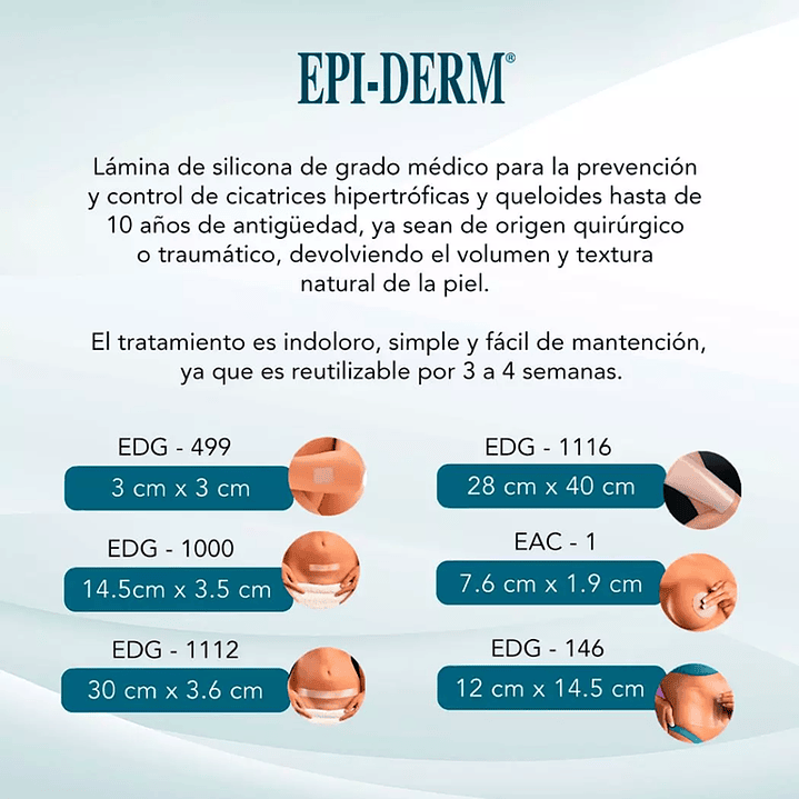 Epiderm Lamina Silicona Para Cicatrices Egd-1000 14.5x3.5cm Pack x2 6