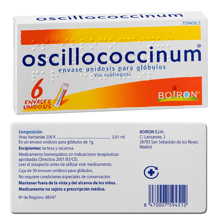 OSCILLOCOCCINUM  REMEDIO HOMEOPATICO ALIVIA LOS SINTOMAS GRIPALES 6 DOSIS 2