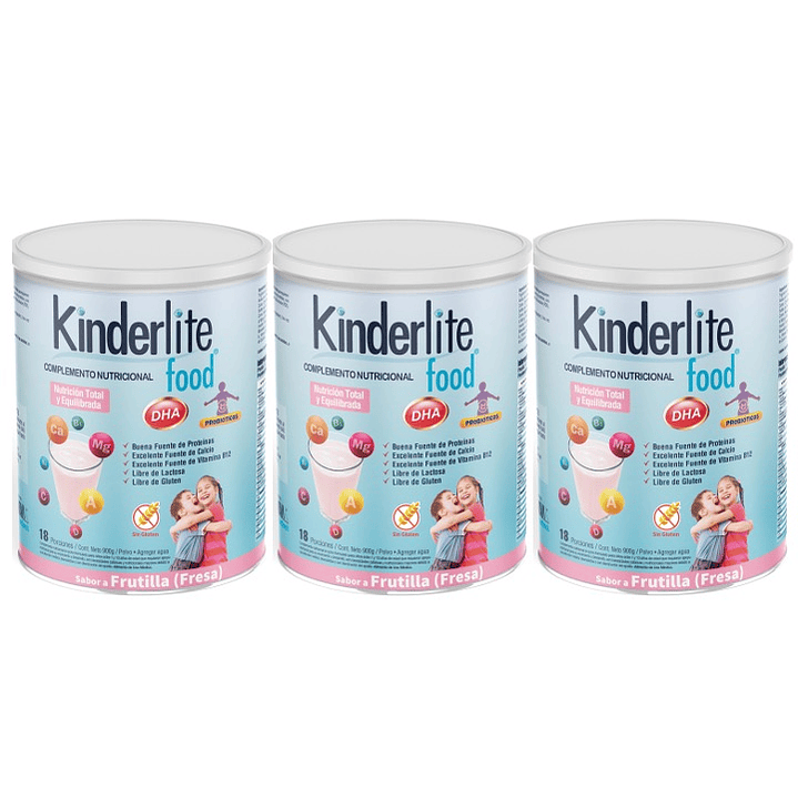Kinderlite Frutilla Complemento Nutricional Niños 900g Pack x3 1