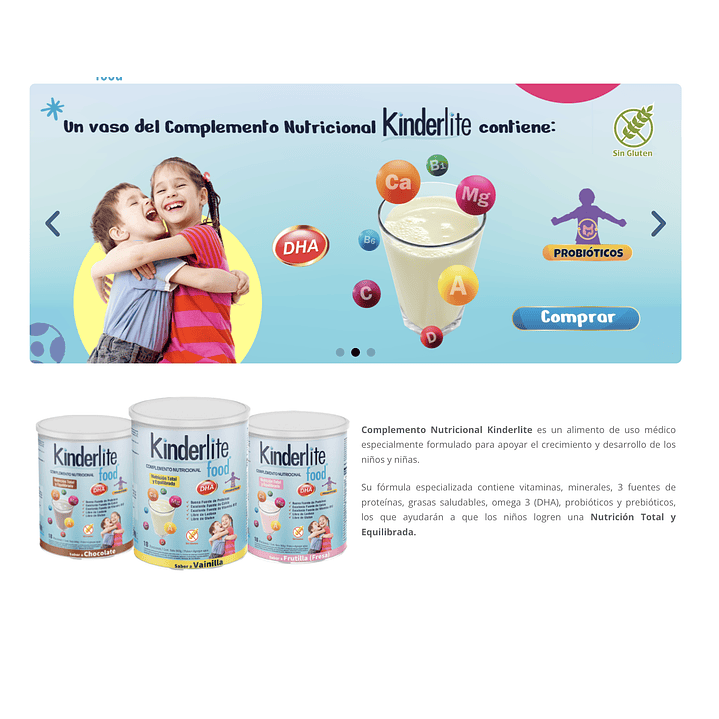 Kinderlite Frutilla Complemento Nutricional Niños 900g Pack x6 4