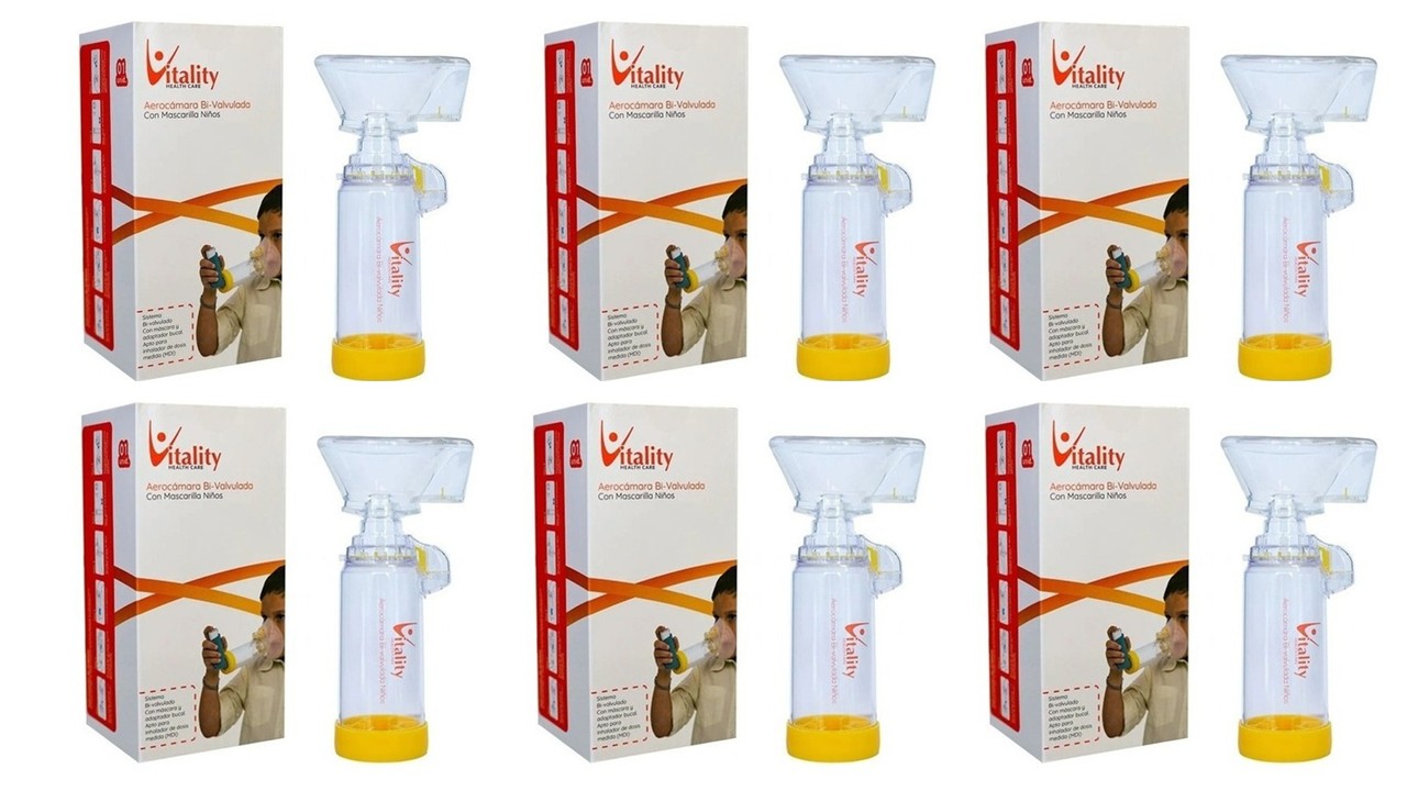 Aerocámara Vitality Infantil Bi-Valvulada 155ml Pack x6