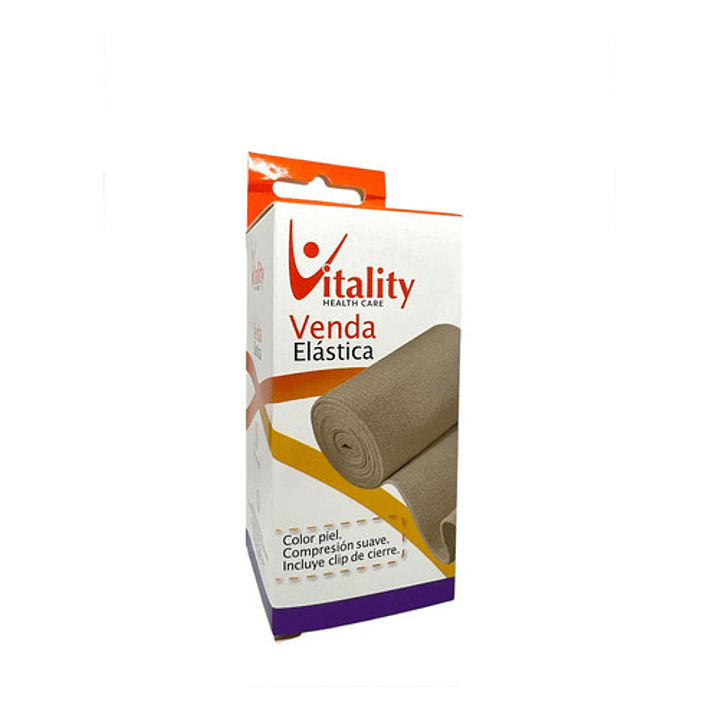 Venda Elastica Vitality Color Piel 10cm X 4.5m + Clip Cierre Pack x5 5