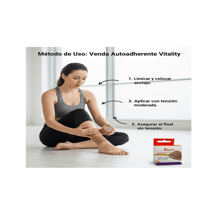 Venda Autoadherente Vitality Color Piel 5cm x 4.5m Color Beige Pack x5 4