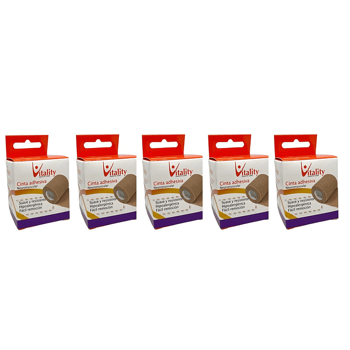 Venda Autoadherente Vitality Color Piel 5cm x 4.5m Color Beige Pack x5 1