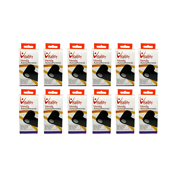 Venda Autoadherente Vitality 10cm x 4.5m Color Negro Pack x12 1