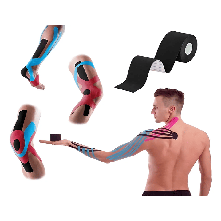 Cinta Adhesiva Neuromuscular Tape Kinesiologia Hub 5cm X 5m Color Negro 3