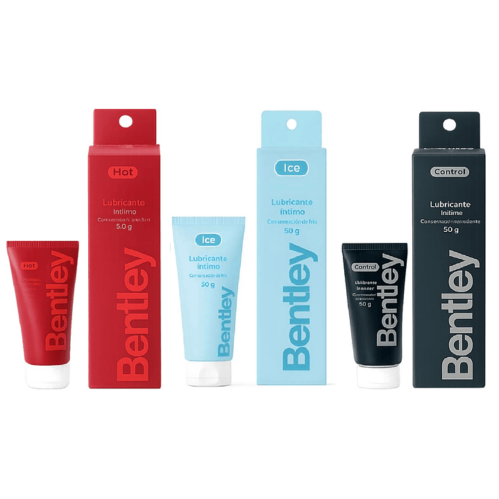 Bentley Gel Lubricante Intimo Hot 50g +  Ice 50g + Control Efecto Retardante 50g 1
