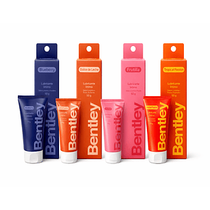 Bentley  Gel Lubricante Intimo Blueberry 50 Gr + Dulce De Leche 50 Gr + Frutilla 50 Gr + Tropical 50 Gr 