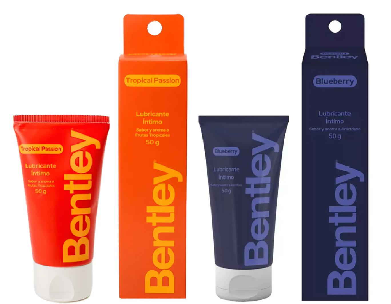 Bentley Gel Lubricante Tropical Passion 50Gr + Blueberry 50Gr