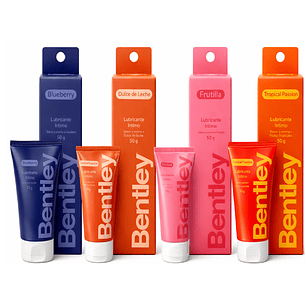 Bentley  Gel Lubricante Intimo Blueberry 50 Gr + Dulce De Leche 50 Gr + Frutilla 50 Gr + Tropical 50 Gr 