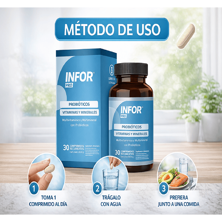 Infor Pro 3 Probióticos Vitaminas Minerales 30 Comprimidos  3