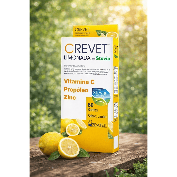 Crevet Limonada Con Stevia 60 Sobres Vit C+ Propóleo + Zinc 5