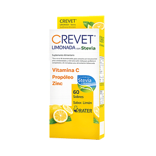 Crevet Limonada Con Stevia 60 Sobres Vit C+ Propóleo + Zinc