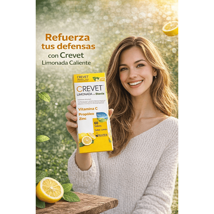 Crevet Limonada Con Stevia 60 Sobres Vit C+ Propóleo + Zinc 2