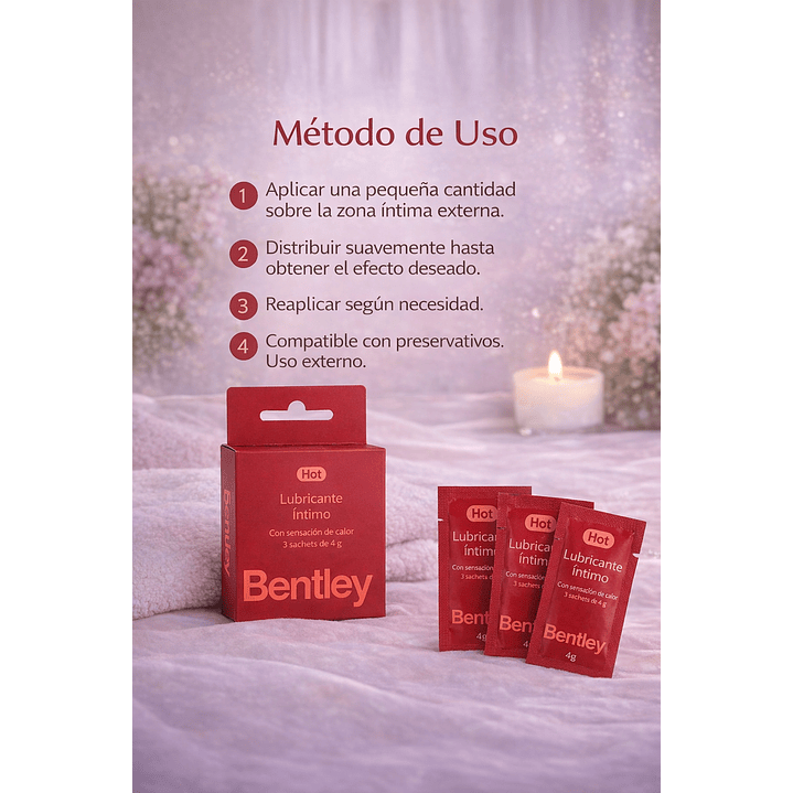 Bentley Gel Lubricante Intimo Hot Sachet 4g Caja x3 4