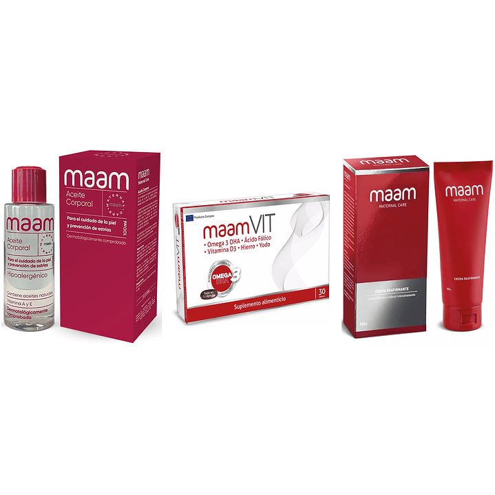 Kit MAAM Aceite Antiestrías + Gel Pezones + Cápsulas 1