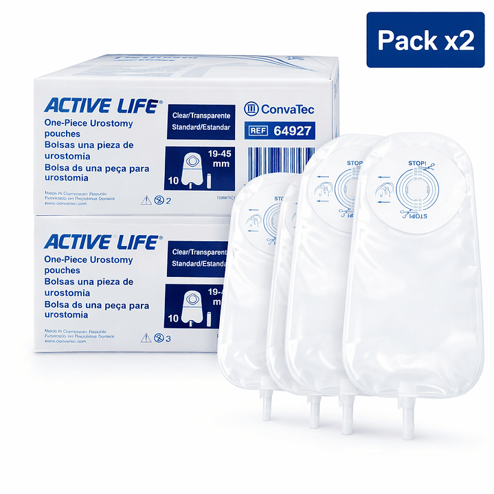 Bolsa Urostomía Active Life Convatec 19mm x10 Pack x2 1