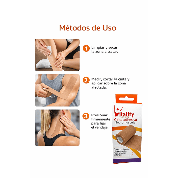 Venda Autoadherente Vitality 10cm x 4.5m Color Beige Pack x5 4