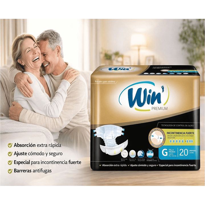 Win Premium Pañales Para Adultos Talla G X20 Pack x3  3