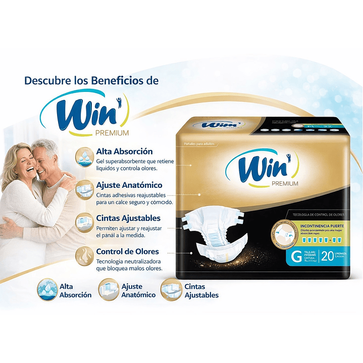 Win Premium Pañales Para Adultos Talla G X20 Pack x3  4