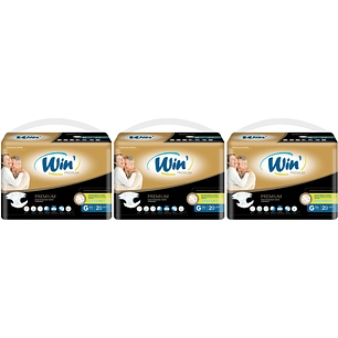 Win Premium Pañales Para Adultos Talla G X20 Pack x3 