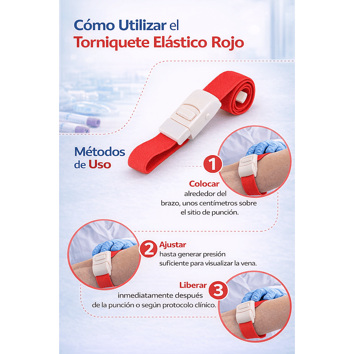 Torniquete Elástico Rojo Tip Top Reutilizable Médico 6