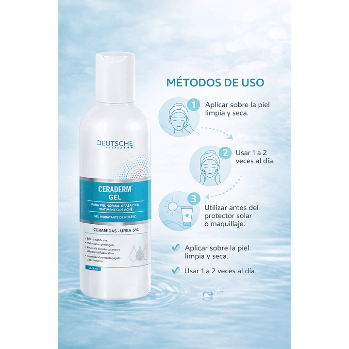 Ceraderm Gel Hidratante De Rostro Piel Normal Grasa Acneica 5