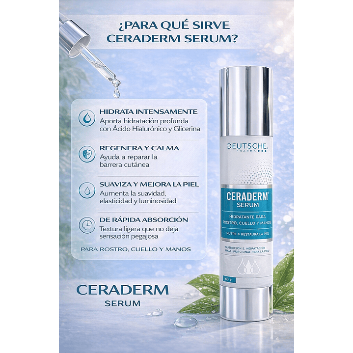Ceraderm Serum Hidratante Rostro Cuello Manos 60g 4