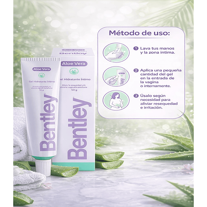 Bentley Gel Hidratante Íntimo Aloe Vera 50g – Hidratación y Alivio Vaginal Pack x6 5
