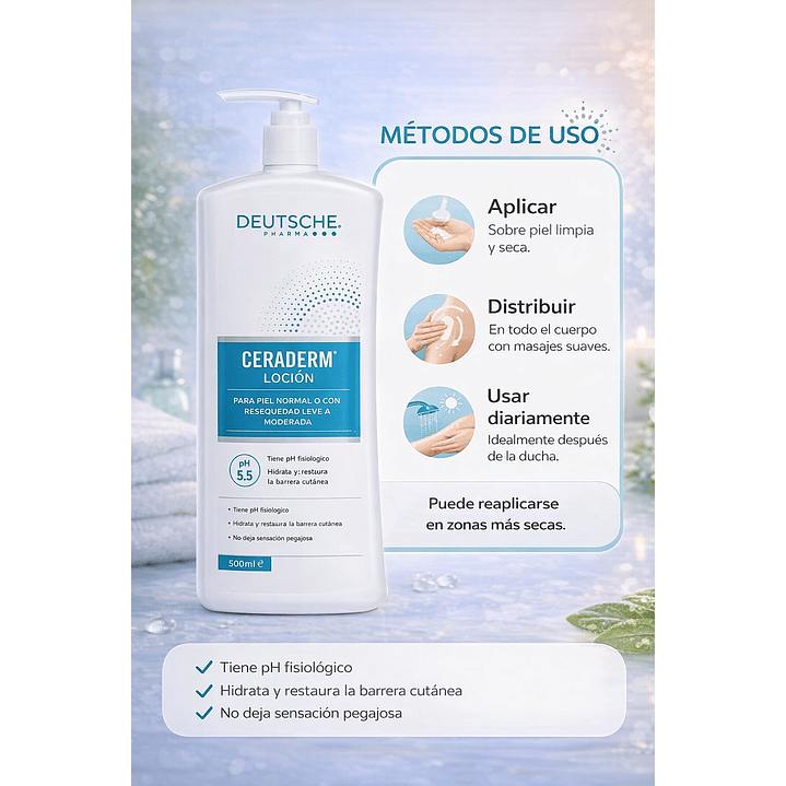 Ceraderm Loción Corporal Piel Normal Levemente Reseca 500ml  4