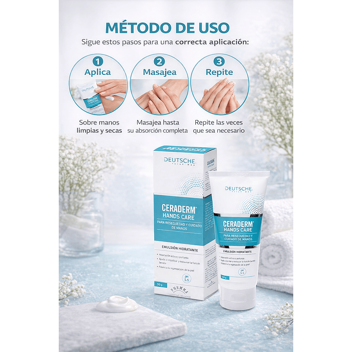 Ceraderm Crema de Manos 50g Hidratante Reparadora 4