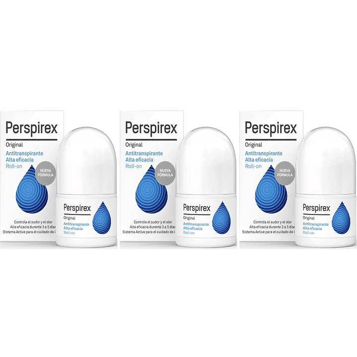Perspirex Original Roll-on Controla Sudor Olor 20ml Pack X3 7