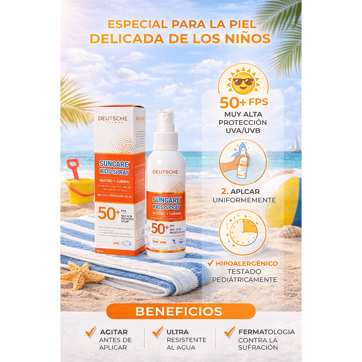 Bloqueador Spray Suncare Niños Protección Muy Alta Fps 50+ 3